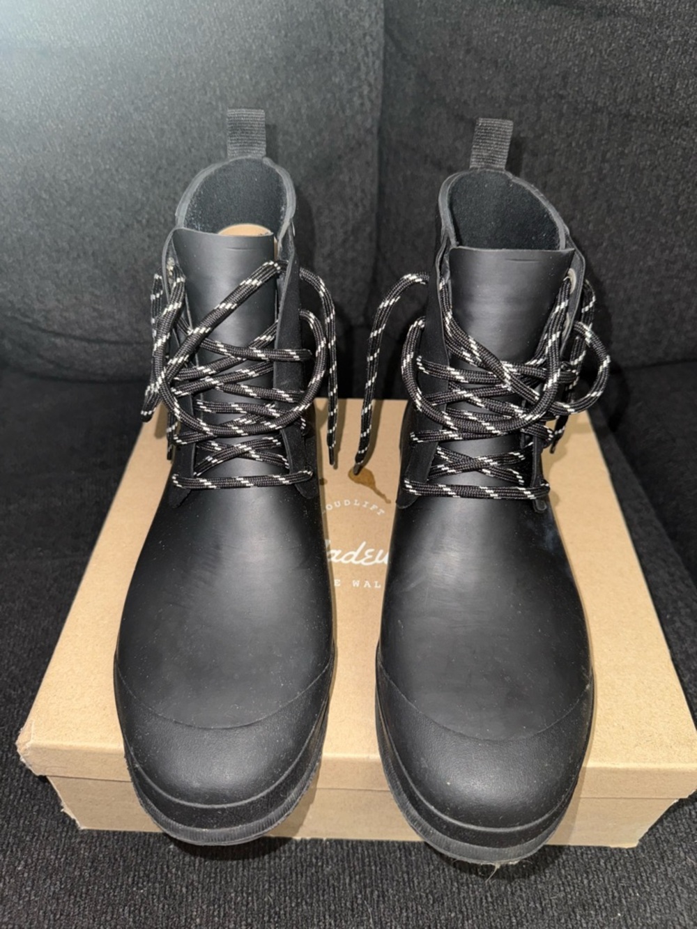 Madewell Black Lace-Up Rubber Boots